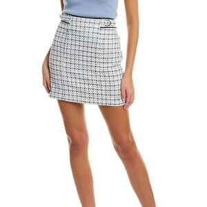 CLUB MONACO D-RING MINI TWEED SKIRT IN BLUE SIZE 4